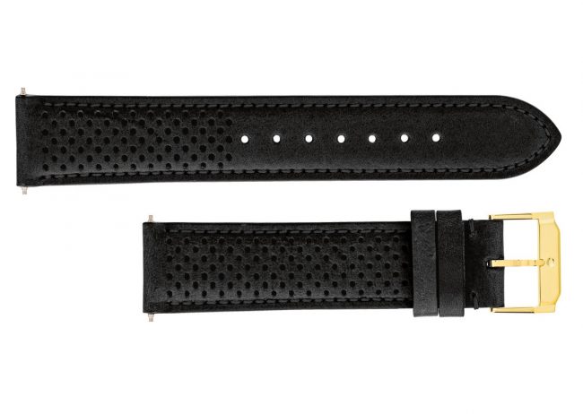 Movado Black Perforated Leather Watch Strap 21mm
